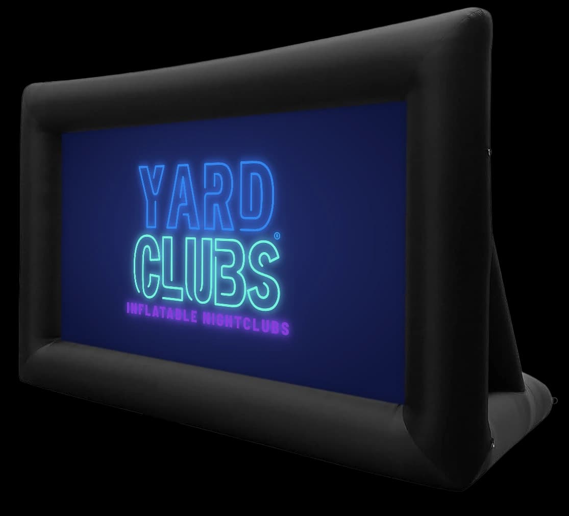 The Yard Clubs 16-ft inflatable movie screen set up outdoors